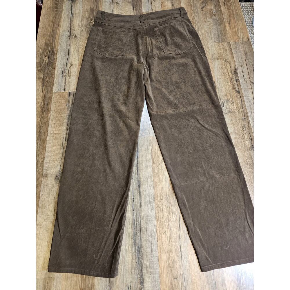 Chadwick's Faux Leather Suede Wide Leg Straight Pants Women's Size 16 Brown - Picture 4 of 6